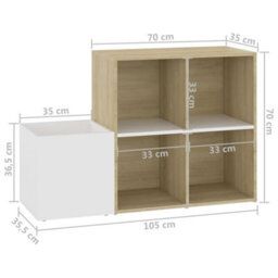 Berkfield Hall Shoe Cabinet White And Sonoma Oak 105X35.5X70 Cm Engineered Wood - thumbnail 8