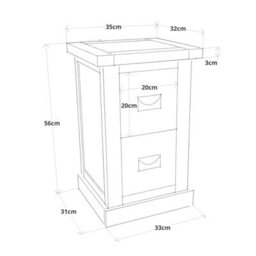 Cabinet Bits Tropea 2 Drawer Petite Bedside Table Brass Drop Handle - thumbnail 9