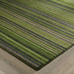 Handmade Easy To Clean Modern Striped Green Wool Rug For Living Room & Bedroom-80Cm X 150Cm - thumbnail 2