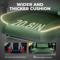 Gtplayer Fabric Gaming Chair, Ergonomic Height Adjustable Computer Chair With Footrest And Lumbar Support, Green - thumbnail 5