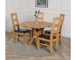 That's Furniture Oregon Round Oak Dining Table And 4 Chairs Dining Set With Yale Oak Chairs - thumbnail 3