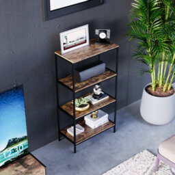 Lassic Vida Designs Brooklyn Dark Wood 4 Tier Bookcase Industrial Freestanding Shelving Unit (H)1110mm (W)600mm (D)300mm - thumbnail 6