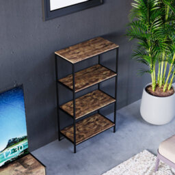 Lassic Vida Designs Brooklyn Dark Wood 4 Tier Bookcase Industrial Freestanding Shelving Unit (H)1110mm (W)600mm (D)300mm - thumbnail 7