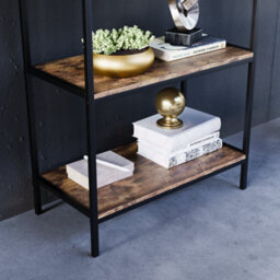 Lassic Vida Designs Brooklyn Dark Wood 4 Tier Bookcase Industrial Freestanding Shelving Unit (H)1110mm (W)600mm (D)300mm - thumbnail 4
