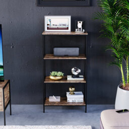 Lassic Vida Designs Brooklyn Dark Wood 4 Tier Bookcase Industrial Freestanding Shelving Unit (H)1110mm (W)600mm (D)300mm - thumbnail 5