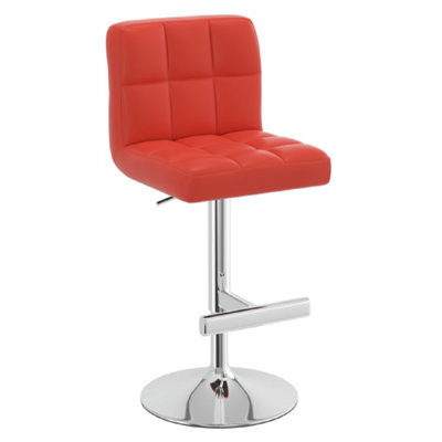 Cuborn Red Seat Kitchen Breakfast Bar Stool Height Adjustable