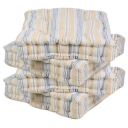 Dibor Set Of 4 Giant Oxford Blue Striped Indoor Dining Chair Seat Pad Cushions - thumbnail 1