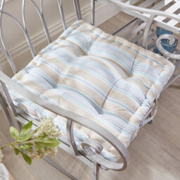 Dibor Set Of 4 Giant Oxford Blue Striped Indoor Dining Chair Seat Pad Cushions - thumbnail 2