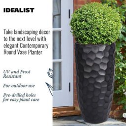 Idealist™ 77Cm Tall Planter, Black Reinforced Stone Vase Round Planter, Outdoor Large Plant Pot D41 H77 Cm, 104L - thumbnail 3