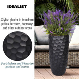 Idealist™ 77Cm Tall Planter, Black Reinforced Stone Vase Round Planter, Outdoor Large Plant Pot D41 H77 Cm, 104L - thumbnail 4
