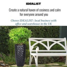 Idealist™ 77Cm Tall Planter, Black Reinforced Stone Vase Round Planter, Outdoor Large Plant Pot D41 H77 Cm, 104L - thumbnail 7