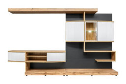 "Arte Palermo Entertainment Unit For Tvs Up To 60"" - Elegant Wotan Oak & White Gloss - W3000mm X H1820mm X D450mm" - thumbnail 2