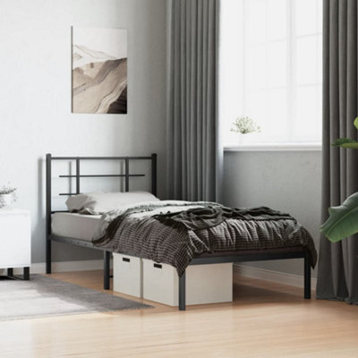 Berkfield Metal Bed Frame Without Mattress With Headboard Black 90X190Cm - image 1