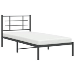 Berkfield Metal Bed Frame Without Mattress With Headboard Black 90X190Cm - thumbnail 4