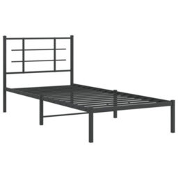 Berkfield Metal Bed Frame Without Mattress With Headboard Black 90X190Cm - thumbnail 3