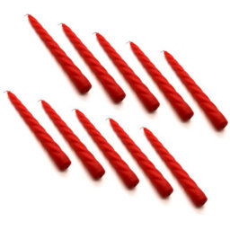 "SolaDirect Tapered Dinner Candles, Table Spiral Candles, Pack Of 10, Decorative Household Candles, Up To 7 Hours, 23 Cm / 9"" (Red)"