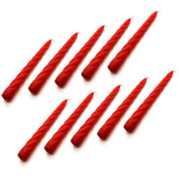 "SolaDirect Tapered Dinner Candles, Table Spiral Candles, Pack Of 10, Decorative Household Candles, Up To 7 Hours, 23 Cm / 9"" (Red)" - thumbnail 5