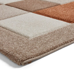 Beige Terra Bordered Chequered Geometric Modern Easy To Clean Rug For Living Room Bedroom And Dining Room-120Cm X 170Cm - thumbnail 6