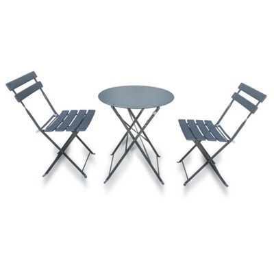 Metal Bistro Bistro Set, Floral Patio Folding Table And Chairs Set Of 2 - image 1