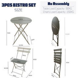 Metal Bistro Bistro Set, Floral Patio Folding Table And Chairs Set Of 2 - thumbnail 4