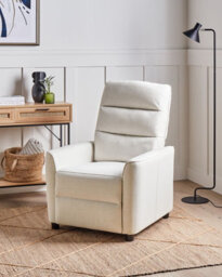 Beliani Recliner Chair Sande With Footrest Fabric Off-White - thumbnail 2