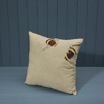 The Satchville Gift Company Handmade Bee Embroidered Cushion