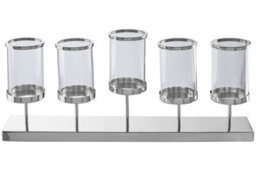 Orsina Contemporary 5 Light Silver Candle Holder, Elegant Steel Candle Holder, Silver Finish Stylish Candle Holder - thumbnail 1