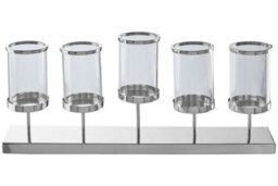 Orsina Contemporary 5 Light Silver Candle Holder, Elegant Steel Candle Holder, Silver Finish Stylish Candle Holder - thumbnail 4