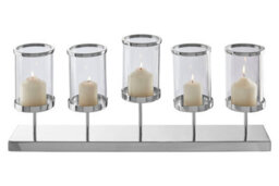 Orsina Contemporary 5 Light Silver Candle Holder, Elegant Steel Candle Holder, Silver Finish Stylish Candle Holder - thumbnail 2