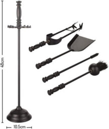 Valiant Fireside Companion Tool Set Includes Shovel, Tongs, Poker, Brush And Classic Stand - thumbnail 6