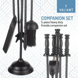 Valiant Fireside Companion Tool Set Includes Shovel, Tongs, Poker, Brush And Classic Stand - thumbnail 2