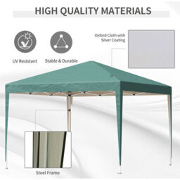 Outsunny 3 X 3M Garden Pop Up Gazebo Marquee Party Tent Wedding Canopy Green - thumbnail 4