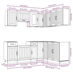 Berkfield 11 Piece Kitchen Cabinet Set Kalmar Old Wood Engineered Wood - thumbnail 8