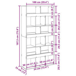 Berkfield Room Divider Grey Sonoma 100X33X187.5 Cm Engineered Wood - thumbnail 9