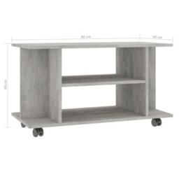 Berkfield Tv Cabinet With Castors Concrete Grey 80X40X40 Cm Engineered Wood - thumbnail 6