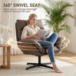 Homcom Accent Chair With 360 Swivel Dark Brown - thumbnail 4