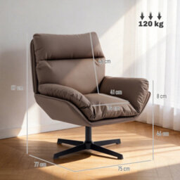 Homcom Accent Chair With 360 Swivel Dark Brown - thumbnail 3