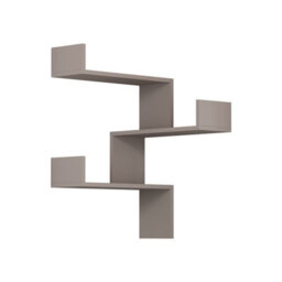 Decortie Luksa Modern Wall Shelf Bookcase Wall Mounted Corner Zigzag Design Mocha Grey 60Cm - thumbnail 2