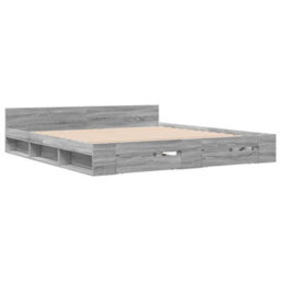 Berkfield Bed Frame With Drawers Without Mattress Grey Sonoma 200X200 Cm - thumbnail 3