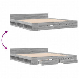 Berkfield Bed Frame With Drawers Without Mattress Grey Sonoma 200X200 Cm - thumbnail 7