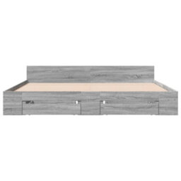 Berkfield Bed Frame With Drawers Without Mattress Grey Sonoma 200X200 Cm - thumbnail 4