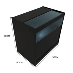 MonsterShop Black Shop Counter Led Light B 900mm Lockable Sliding Doors 2 Keys Retail Storage Unit Display Showcase Cabinet Reception Desk - thumbnail 5