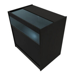 MonsterShop Black Shop Counter Led Light B 900mm Lockable Sliding Doors 2 Keys Retail Storage Unit Display Showcase Cabinet Reception Desk - thumbnail 7