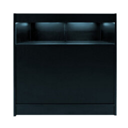 MonsterShop Black Shop Counter Led Light B 900mm Lockable Sliding Doors 2 Keys Retail Storage Unit Display Showcase Cabinet Reception Desk - thumbnail 2
