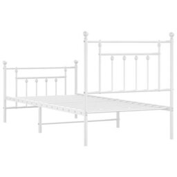 Berkfield Metal Bed Frame With Headboard And Footboard White 90X200 Cm - thumbnail 8