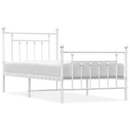 Berkfield Metal Bed Frame With Headboard And Footboard White 90X200 Cm - thumbnail 2