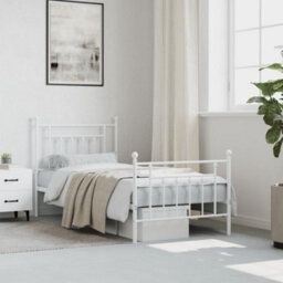 Berkfield Metal Bed Frame With Headboard And Footboard White 90X200 Cm - thumbnail 3
