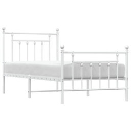 Berkfield Metal Bed Frame With Headboard And Footboard White 90X200 Cm - thumbnail 4
