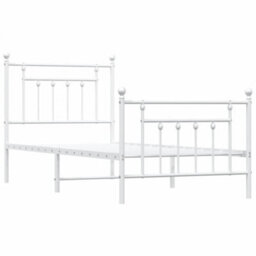 Berkfield Metal Bed Frame With Headboard And Footboard White 90X200 Cm - thumbnail 5