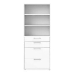 Wyld Haus Dris White Wooden Bookcase 2 Shelves 4 Drawers - thumbnail 4